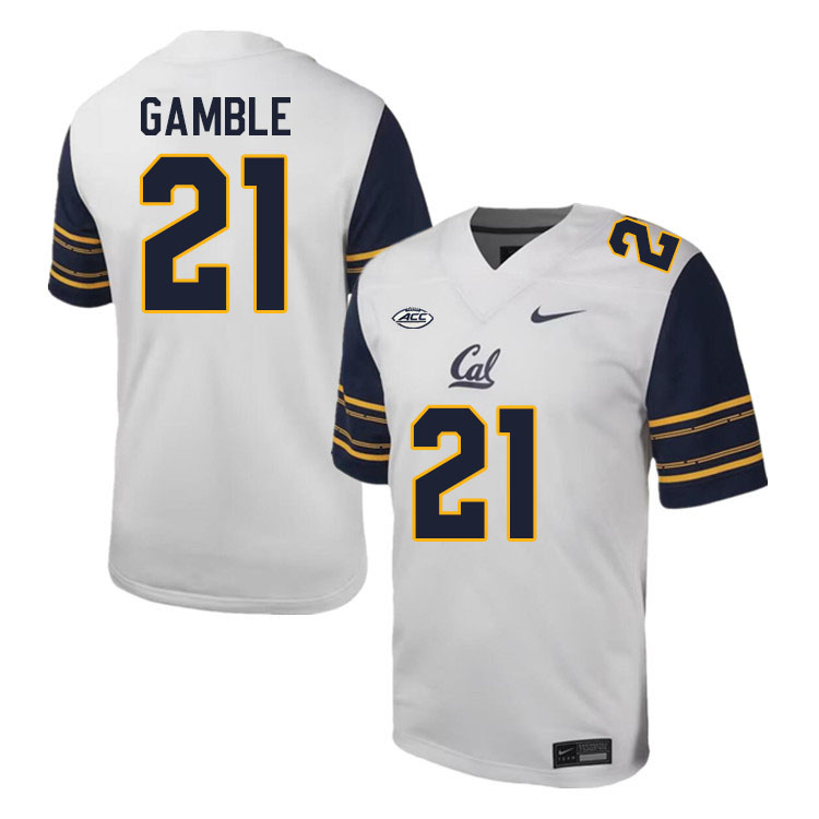 California Golden Bears #21 Collin Gamble ACC Conference College Football Jerseys Stitched Sale-White